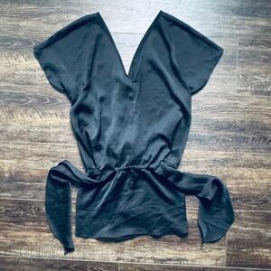 NWT CARVEN Haut Satin Black Shirt 42